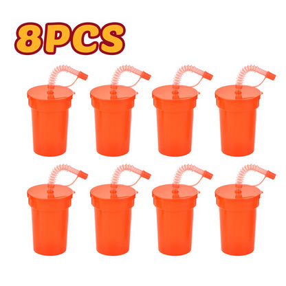 Neon Sipper Cups - Colorful, Spill-Proof Cups with Lids and Straws - Ideal for School Events, Themed Parties, and Birthday Party
