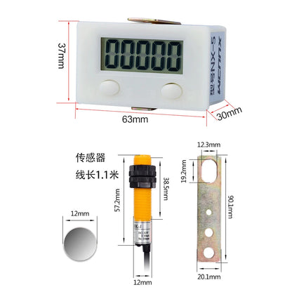 Electronic digital 5 display counter proximity Industrial magnetic sensor switch punch counter automatic induction counter meter