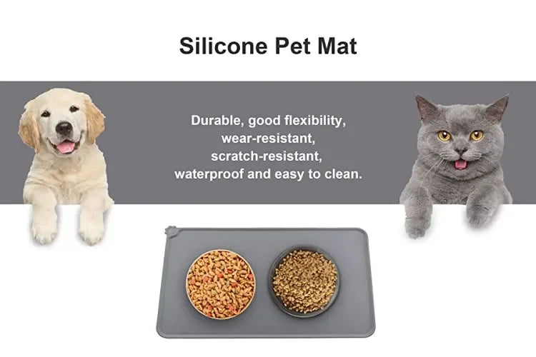 Silicone Pet Meal Mat Pet Waterproof and Anti Slip Cat Food Mat No Cleaning Required Puppy Feeding Bowl Mat Pet Accessories