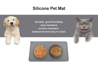 Silicone Pet Meal Mat Pet Waterproof and Anti Slip Cat Food Mat No Cleaning Required Puppy Feeding Bowl Mat Pet Accessories