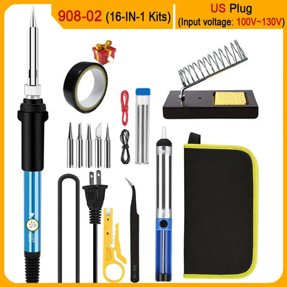 2024 Electric Soldering Iron 60W Adjustable Temperature Replaceable Soldering Iron Head Soldering Iron Pen Welding Kit