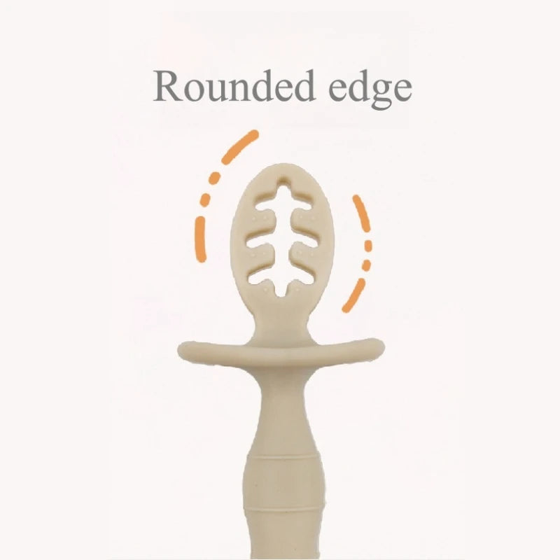 Children's Silicone Spoon Baby Soft and Resistant To Falling Infant Feeding Training Spoon Kids Auxiliary Food Spoon For Gifts