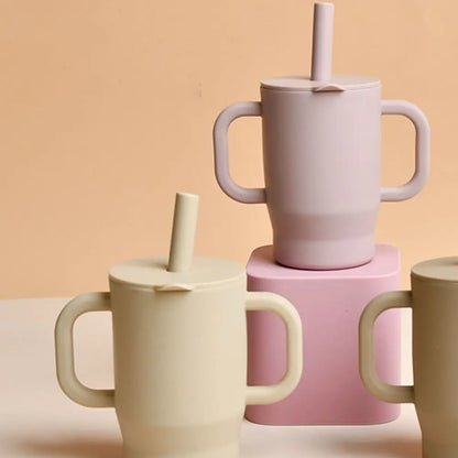 Portable Food Grade Silicone Baby Sippy Cups 180ml Heat-resistant Feeding Cup BPA Free Drop-proof Baby Straw Cup Snack