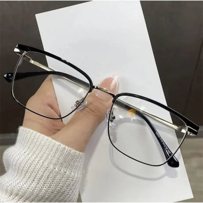 Photochromic Anti Radiation  Glasses  Korean Square Metal Men Women Eyeglasses Fashion Anti Blue Light Glass