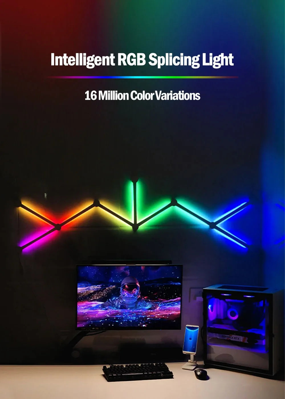Smart LED Wall Light RGB IC Strip DIY Atmosphere Night Light APP Music Party TV Backlight Bedroom Game Room Decor Night Lights