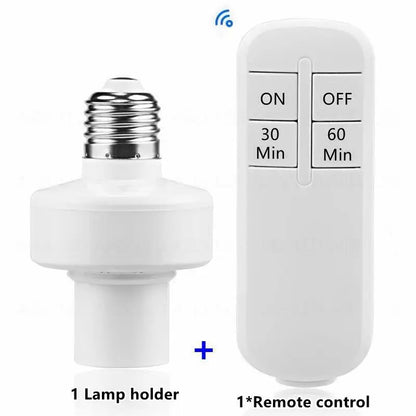 Smart Switch Wireless Remote Control E27 110V-240V Timer LED Lamp Holder Socket ON/OFF 15M Range Smart Device AA Battery Powered