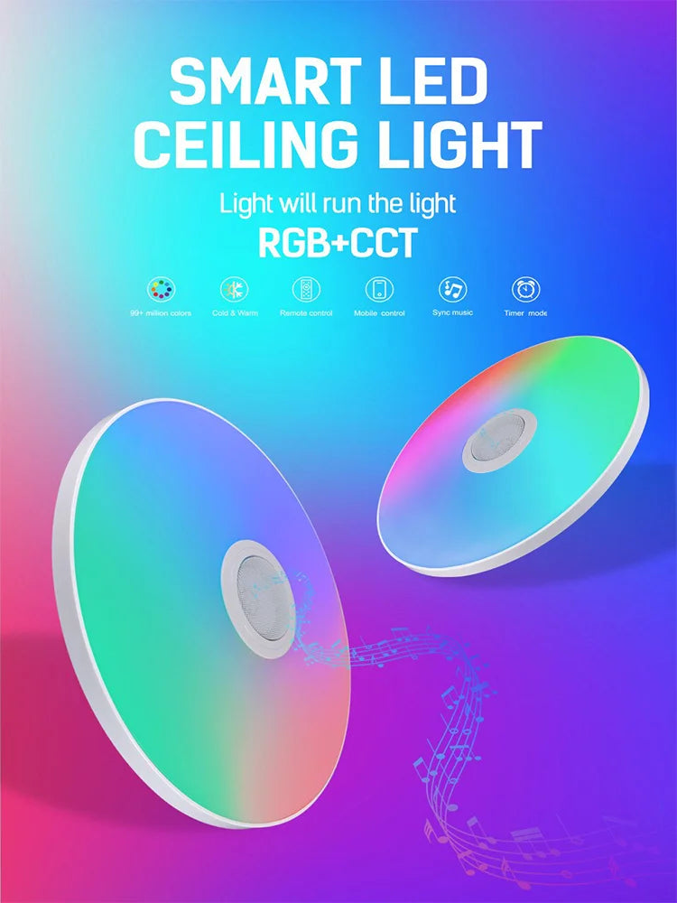 RGB Smart Ceiling Light LED Interior Home Decorative Light 42W 60W 220V Luster Dimming Remote Control WIFI Bluetooth Living Room