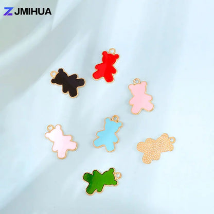 15pcs Enamel Charms Cute Bear Pendants Charms For Jewelry Making Supplies DIY Handmade Earrings Bracelets Findings Accessories