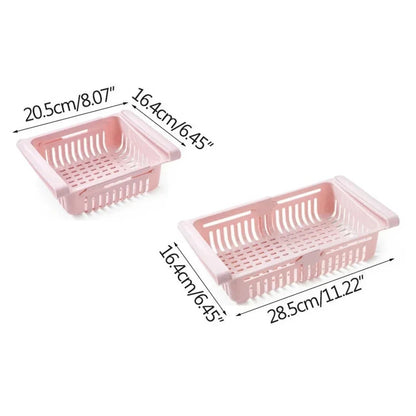 1Pc Adjustable Stretchable Fridge Organizer Drawer Basket Refrigerator Pull-Out Drawers Fresh Spacer Layer Storage Rack