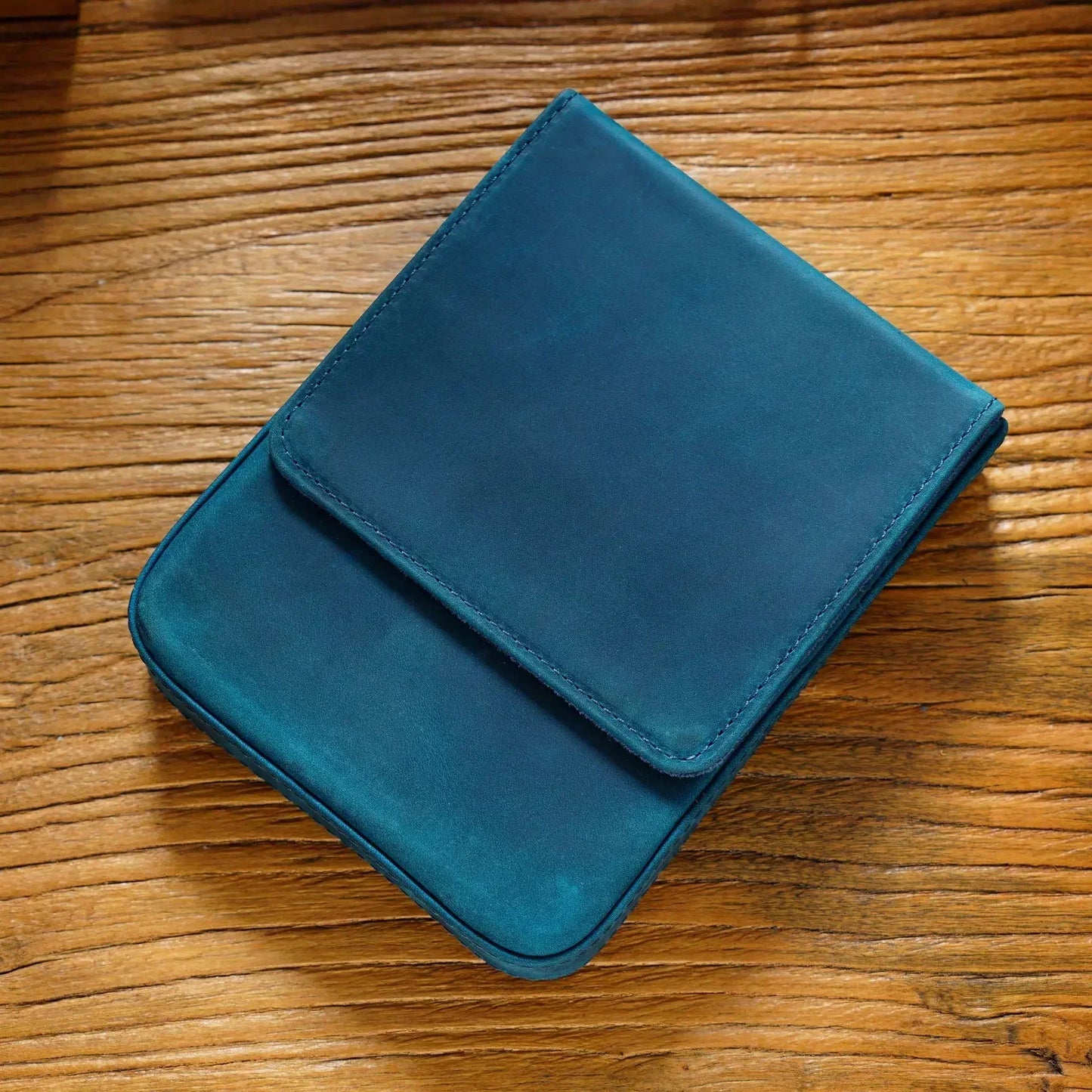 Crazy Horse Leather Pen Box Handmade Magnetic Drawer Style Student Pen Bag Storage Box Office Student Supplies