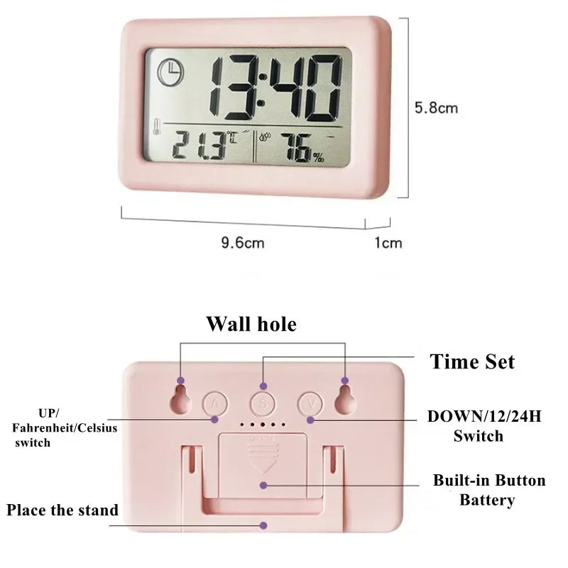 12/24 Hours Wall Clock Thermometer Digital Table Clock Hygrometer Electronic Product Desk Watches Decorate Mini Electronics Home