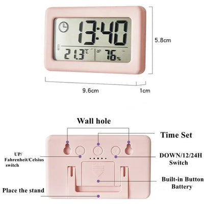 12/24 Hours Wall Clock Thermometer Digital Table Clock Hygrometer Electronic Product Desk Watches Decorate Mini Electronics Home