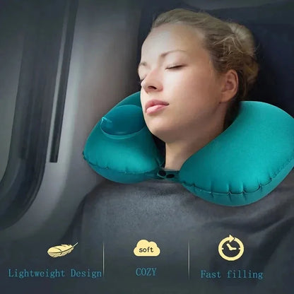 Inflatable Pillow Travel Portable Neck Protection Pillow Press Inflatable U-shaped Pillow Travel Storage Neck Pillow 2025 New