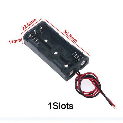 JCD AAA Plastic Black Spring Battery Storage Case Box AAA 3A Battery Holder AAA Double-sided Container With Wire Leads
