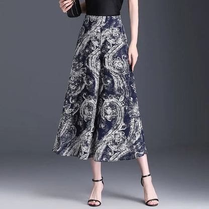 New Summer Print Palazzo Pants for Women Lightweight High Waisted Loose Skirt Pants