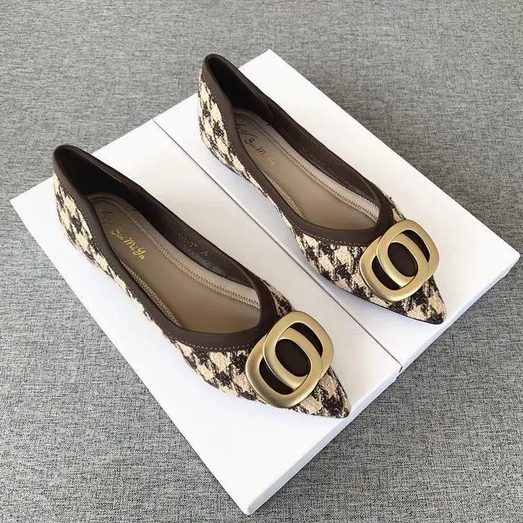 Office Shoes For Women 2024 Ladies Summer Footwear Luxury Leather Casual Formal Pointed Toe Low Heel Elegant Popular Wholesale H