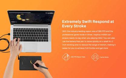 Graphics Tablet HUION H420X Digital Drawing Tablet Graphic Tablet for Painting with Battery-Free Pen PW100 8192 L