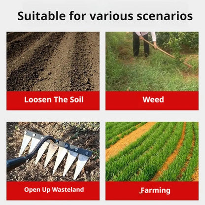 5/6/7/8 Teeth Agricultural Rake Soil Loosening Weeding Tool Manganese Steel Garden Weeding Rake Multi-use Agricultural Straw Hoe