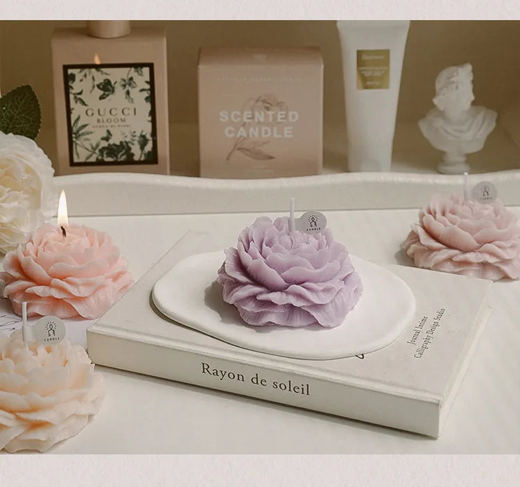 Peony Scented Candles, Handmade DIY Mini Floral Candles for Valentine's Day Gifts