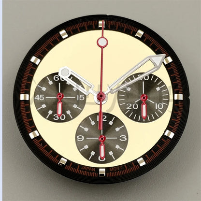 30mm/31.5mm Vk63 Chronograph Watch Dial With Hand Set Green Luminous Black White Red For VK63 Movement Watch Accessories Parts