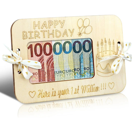 1pc Personalized Wooden Wallet Gifts - Balloon Pattern Cash Gifts, Birthday Cash Wallet Gifts, Birthday Party Gifts