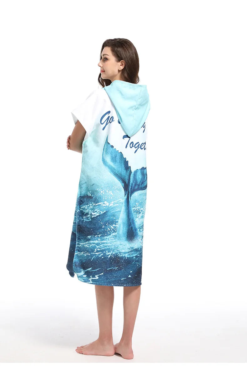 Beach Towel with Hood for Men and Women Hooded Towels Bath Robe for adult Quick Dry Lightweight Soft Microfiber Poncho Swim Robe