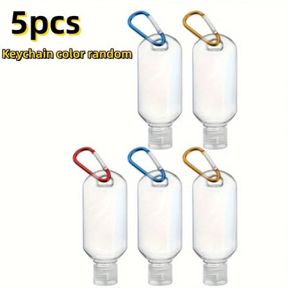 5pcs Leak-Proof Travel Squeeze Bottles with Keychains - 30ml Refillable, Portable Containers for Hand Sanitizer Toiletries