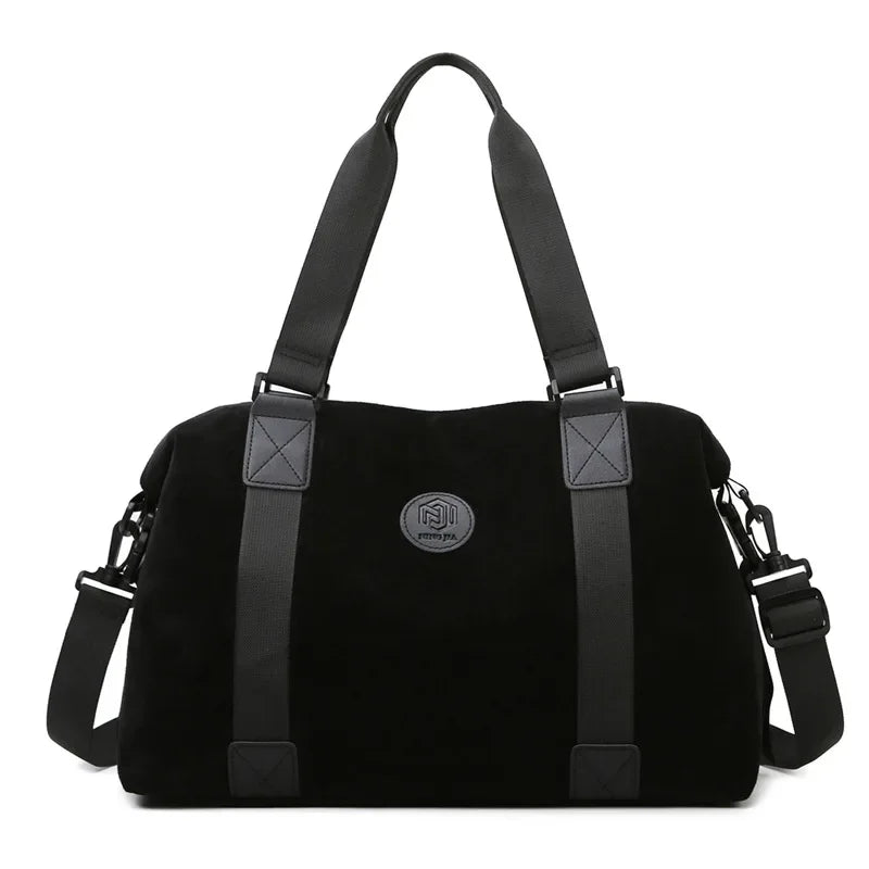 Men's Large Capacity Fashionable Short Distance Travel Totes New Suede Travel Handbag Women's Portable Sports and Fitness Bag