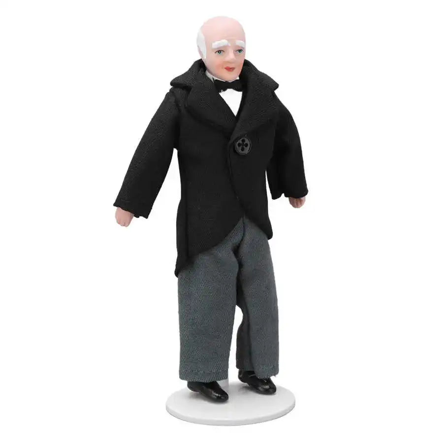 Doll House Servant 1:12 Doll House Miniature Turnable Ceramic Victorian Servant Toy Decoration with Stand