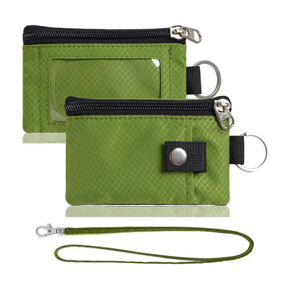RFID Blocking Slim Wallet with ID Window, Waterproof Travel Card Holder, Protector with Keychain & Wrist Strap for Men Women