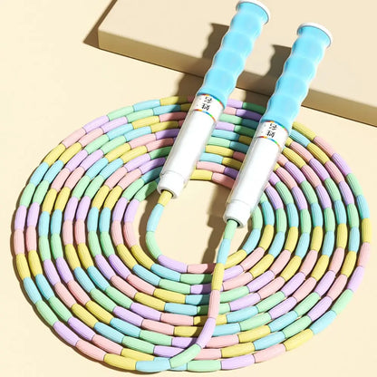 Bamboo Joint Soft Bead Skipping Rope Anti-Skid 2.8m Segmented Fitness Jump Rope Adjustable Environment Protection Sports Rope