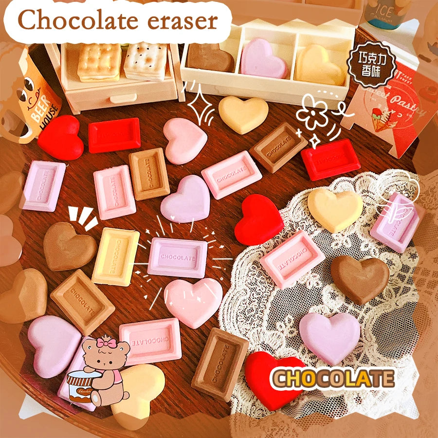 Kawaii stationery items School teacher gift Office Supplies classroom back to school chocolate Rubber Erasers cute things