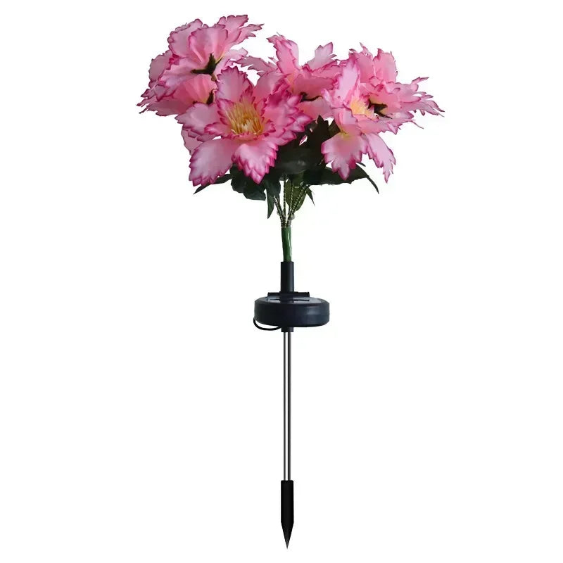 3 Heads Solar Lights Outdoor Decorative Solar Garden Lights tulips Flower Lawn Lamp for Yard Patio Garden Decor