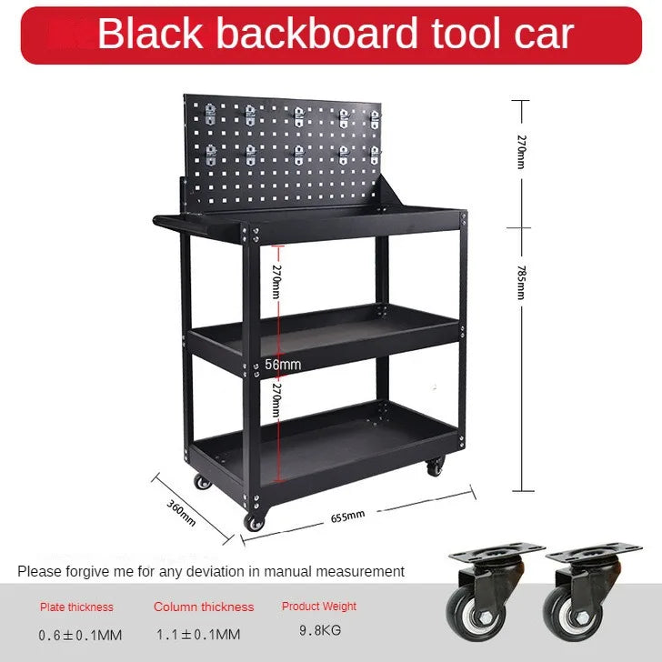 Mechanical Workshop Tools with Wheels, Tool Carts 3-layer Mobile Tool Car, Multifunctional and Heavy-duty Auto Repair Parts Car