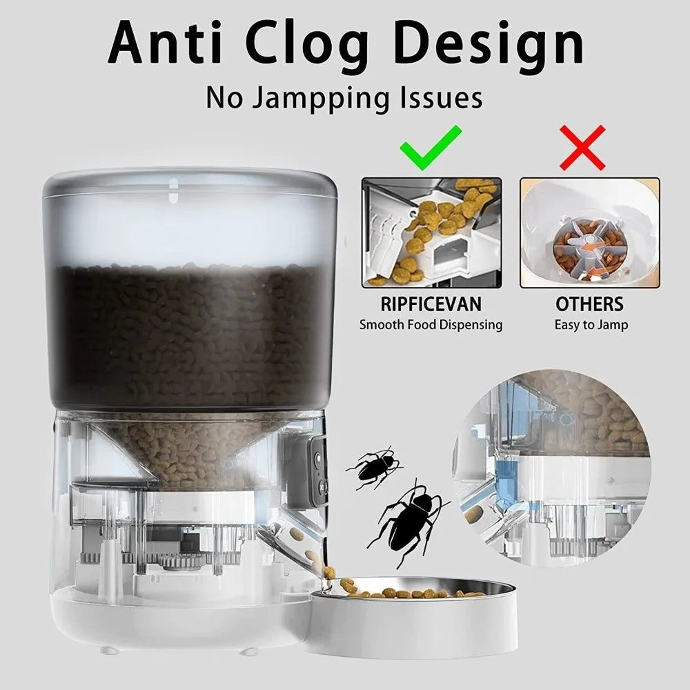 4L Smart Pet Feeder Stainless Steel Bowl Remote Control APP Control Feeder WIFI Enabled 9-Meal Dog Food Dispenser Home Use