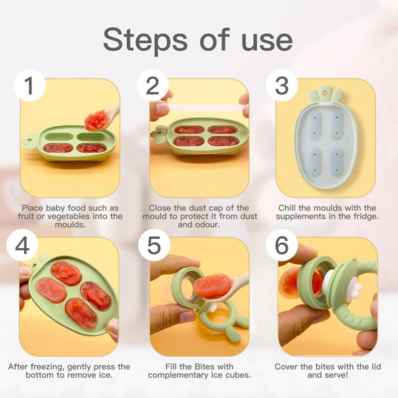 Bunny Animal Design Fruit Feeder Set Breast Milk Freezer Tray Food Soup Silicone Vegetable Feeder Nursing Toddler Teething Toy