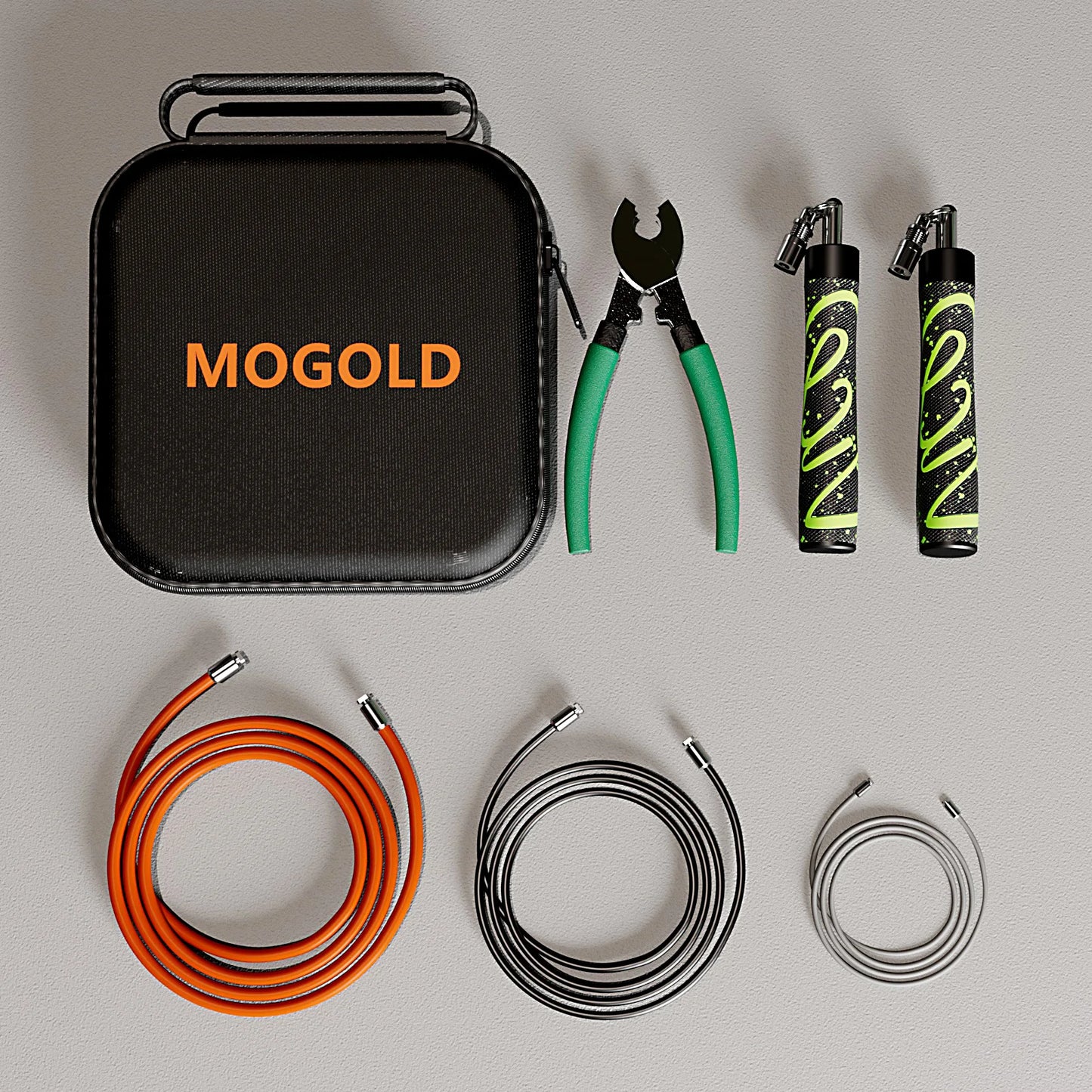 MOGOLD Ergonomic Jump Rope | Non-Slip Handle + Interchangeable Ropes | Pro-Training Essential