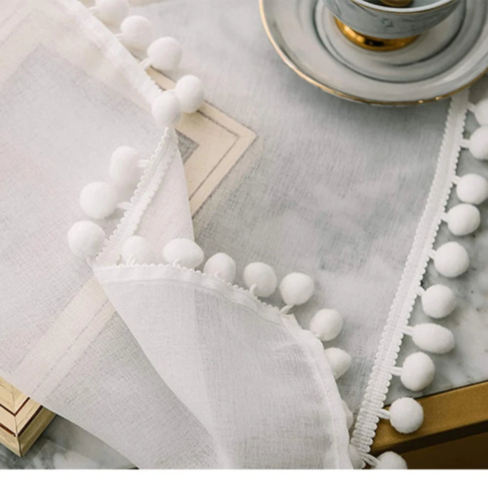 Solid White Short Kitchen Curtain Modern Style Curtain Rod Pocket Cabinet Curtain Window Curtain With Beads