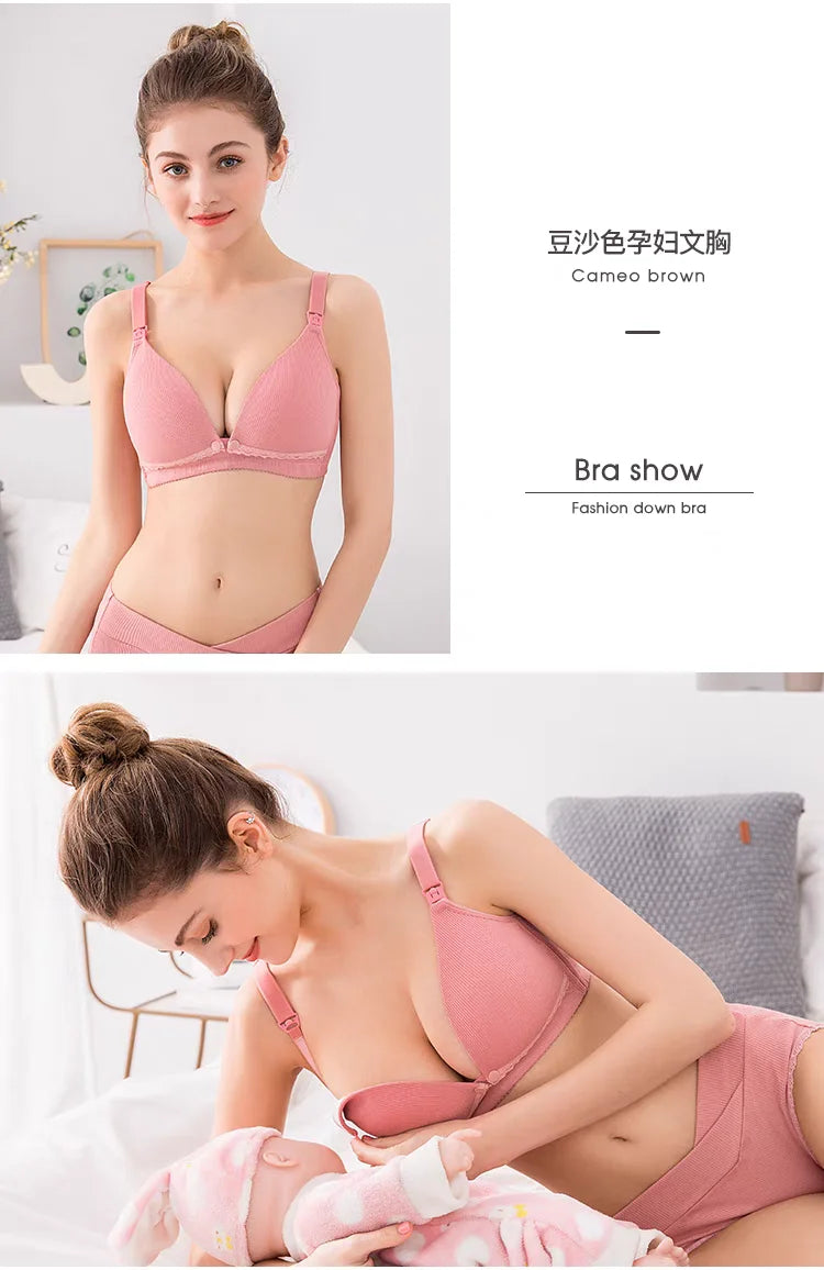Maternity Nursing Bra with Thin Cups and Front Clasp for Easy Breastfeeding Prevent Sagging Women Solid Color Underwear Clothing