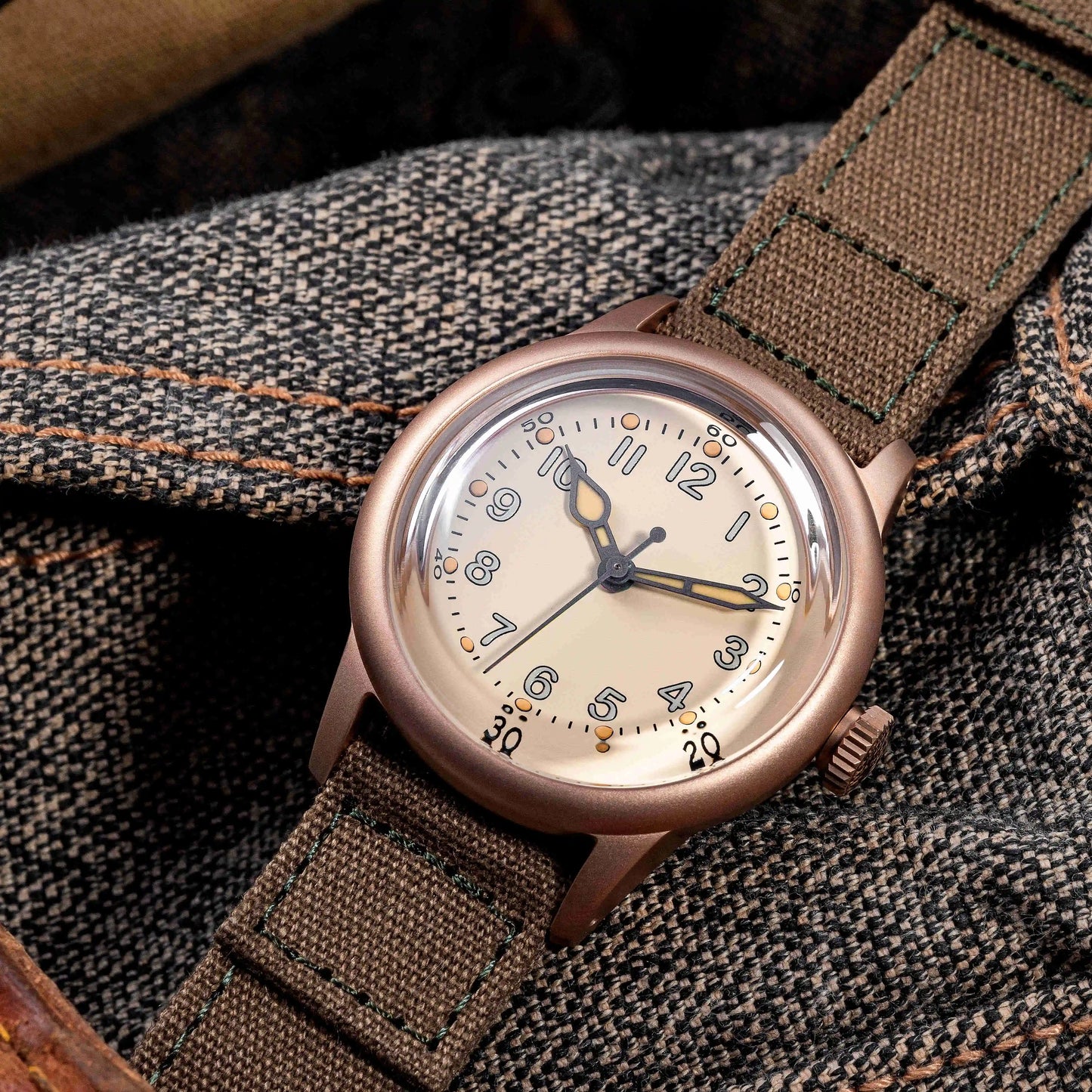 【SHY035】THORN Watch CuSn8 Tin Bronze Watch 36mm Diameter WWII Military Watch Retro Watch Trendy Men's Watch NH35 Movement