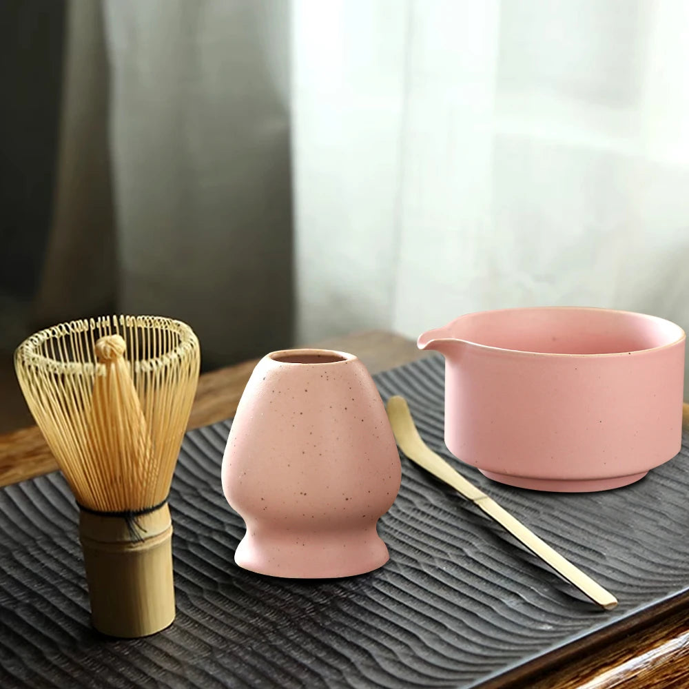 Matcha Set Japanese Tea Set Includes Matcha Bowl with Spout Matcha Whisk Holder Bamboo Matcha Whisk and Scoop Ceramic Matcha Kit