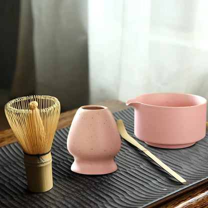 Matcha Set Japanese Tea Set Includes Matcha Bowl with Spout Matcha Whisk Holder Bamboo Matcha Whisk and Scoop Ceramic Matcha Kit
