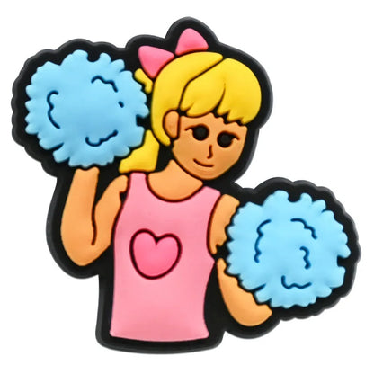 Cute Cheerleading Shoe Charms Decoration for Crocs Pin Accessories Charms Bracelet Wristband DIY Shoe Party Gifts