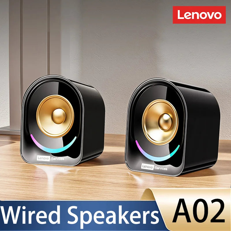Original Lenovo A02 Wireless Bluetooth Speakers Deep Bass Sound Outdoor Soundbox Music RGB Lighting Long Standby Loudspeakers
