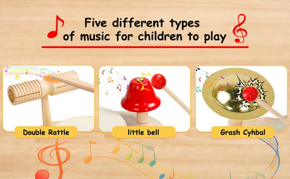 Wooden Music Toys For Babies Children's Multifunctional Music Knocking Table Early Education Kids Drum Set Music Toy Baby Gift