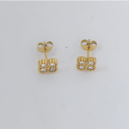 316L Stainless Steel Zircon Splicing Golden Flowers Necklace Earrings Women Girl Set New Trend Non-fading Jewelry Suit