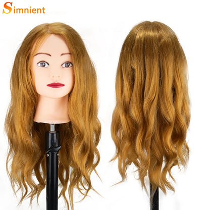 Cosmetology Mannequin Head With 25” 80% Real Hair For Braiding Hair Styling Training Head With Gift Hairdressing Salon Display