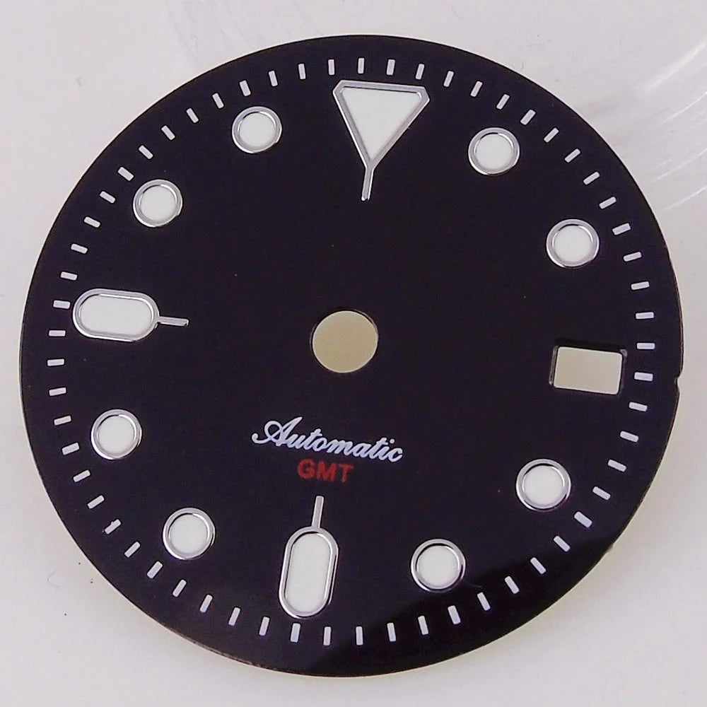 29mm NH34 Watch Dial Face Hand Set for S NH34 GMT Movement Orange Black Dial Plate Green Luminous SKX Mod Parts