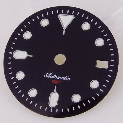 29mm NH34 Watch Dial Face Hand Set for S NH34 GMT Movement Orange Black Dial Plate Green Luminous SKX Mod Parts