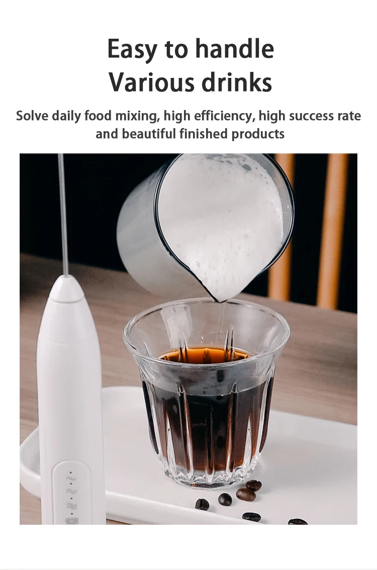 BINCOO Electric Milk Foamer Blender Stainless Steel Handheld Milk Frother Wireless Coffee Whisk Mixer Egg Beater Kitchen Tools